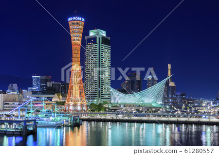 Kobe night view, Kobe port tower Kobe night view, Kobe port tower 61280557