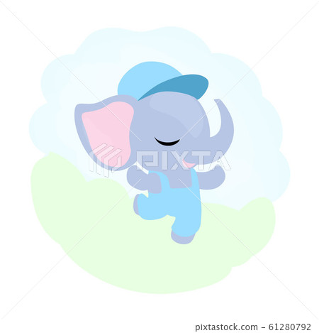 Baby boy elephant jumping and happy. Baby boy elephant jumping and happy. 61280792