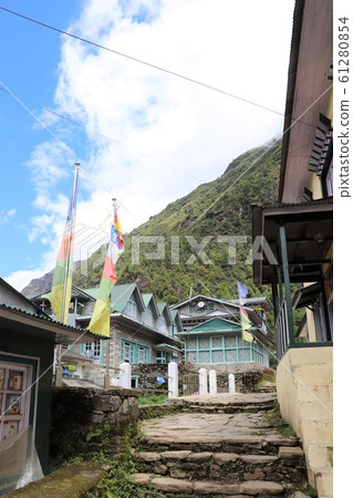 The town of Lukla at the entrance to the Himalayas Nepal 61280854