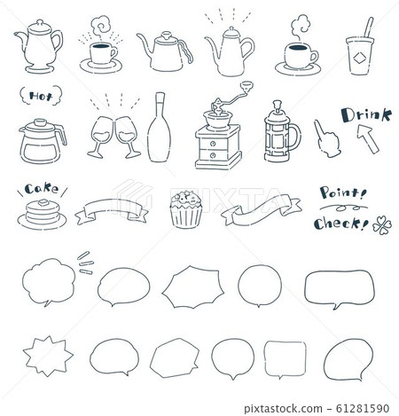 Cute illustration of handwritten style balloon and drink vector Cute illustration of handwritten style balloon and drink vector 61281590