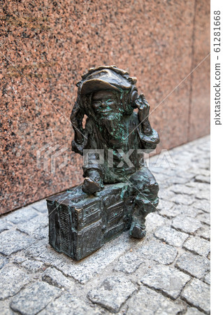 metal dwarf gnome sculpture, symbol of Wroclaw, Poland metal dwarf gnome sculpture, symbol of Wroclaw, Poland 61281668