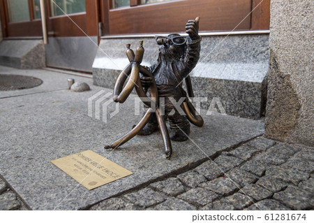 metal dwarf gnome sculpture, symbol of Wroclaw, Poland metal dwarf gnome sculpture, symbol of Wroclaw, Poland 61281674