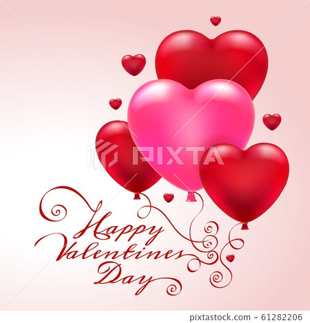 3d heart balloons Valentine card 3d heart balloons Valentine card 61282206