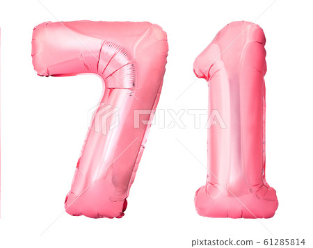 Number 71 seventy one of rose gold inflatable balloons isolated on white background Number 71 seventy one of rose gold inflatable balloons isolated on white background 61285814