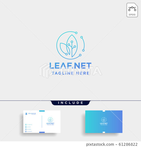 leaf green technology logo design nature tech - Stock Illustration ...