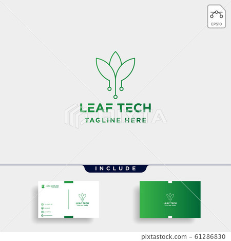 leaf green technology logo design nature tech - Stock Illustration ...