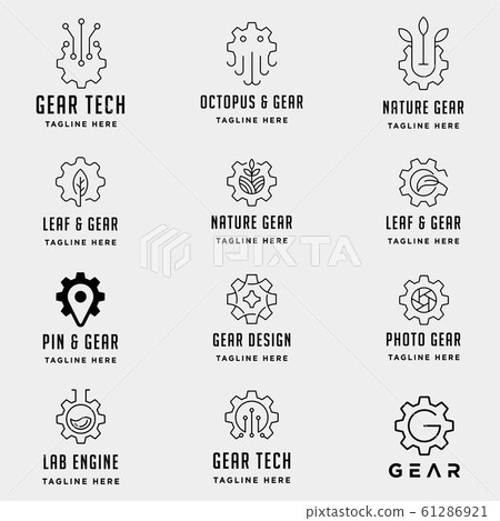 set of gear logo vector design monoline simple set of gear logo vector design monoline simple 61286921