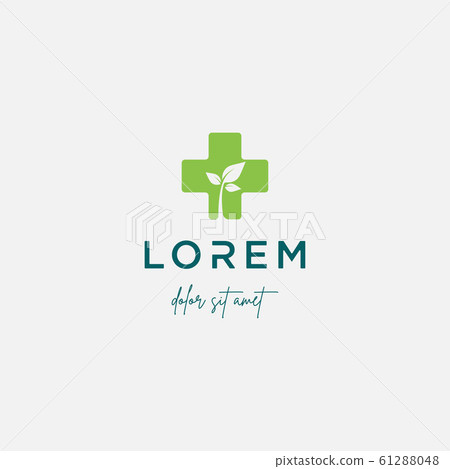 leaf cross logo design vector nature medicine icon-插圖素材 [61288048 ...