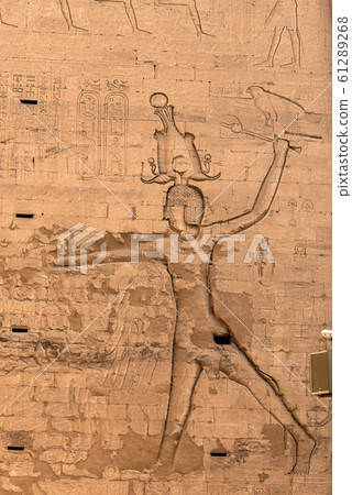ancient egyptian architecture ruins. hieroglyphs and columns of the Temple of Horus at Edfu, in Egypt ancient egyptian architecture ruins. hieroglyphs and columns of the Temple of Horus at Edfu, in Egypt 61289268