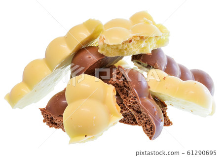 Broken heap porous chocolate Isolated 61290695
