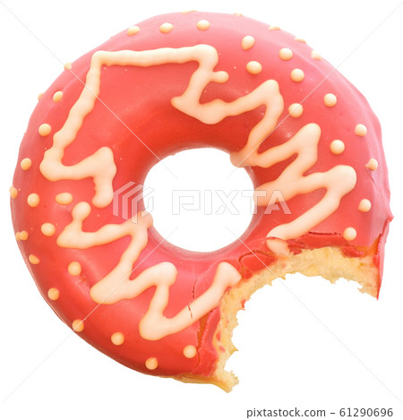 Donut in pink glaze with Christmas tree decor 61290696