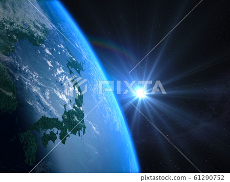 Japan JAPAN Earth Rising Sun Space CG 61290752
