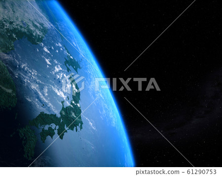 Japan JAPAN Earth Rising Sun Space CG 61290753