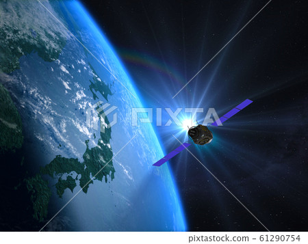 日本JAPAN地球升起的太陽太空衛星CG 61290754