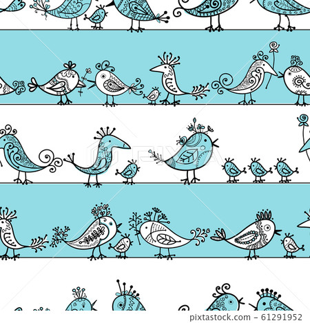 Funny birds, seamless pattern for your design 61291952