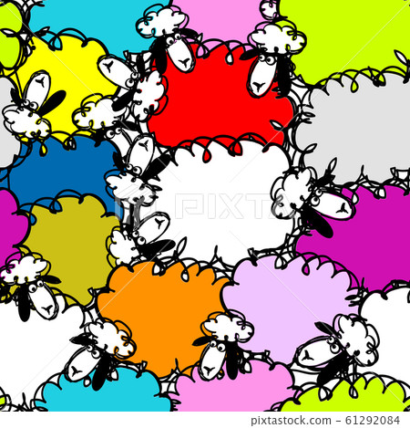 Black and white sheeps on meadow, seamless pattern for your design 61292084