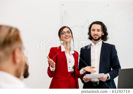 friendly business people in office 61292719