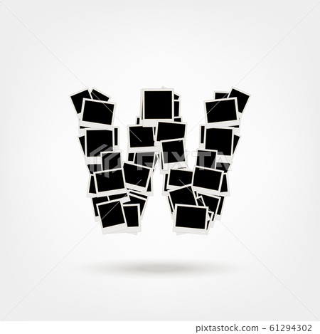 Letter W made from photo frames, insert your photos Letter W made from photo frames, insert your photos 61294302