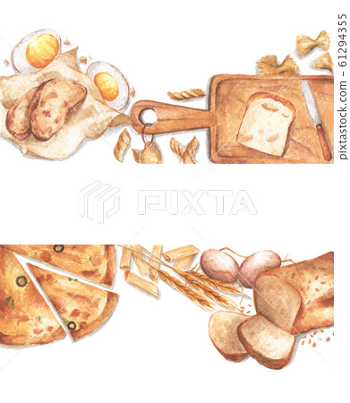 Watercolor food frame with copy space. 61294355