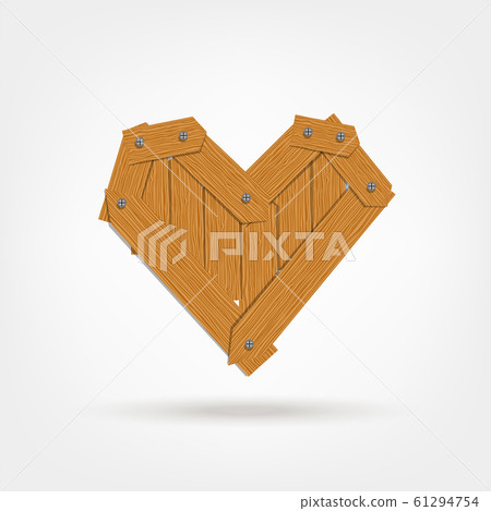 Heart shape made from wooden boards for your design 61294754