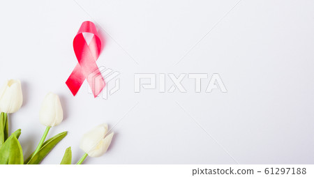Breast cancer month concept, flat lay top view, 61297188
