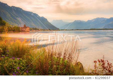 Montreux, Switzerland castle and mountains Montreux, Switzerland castle and mountains 61299037