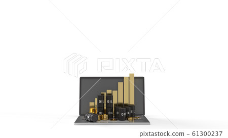 The oil thanks and chart on  laptop 3d rendering for  petroleum  content. 61300237
