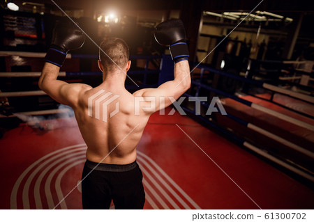rear view on muscular man in ring rear view on muscular man in ring 61300702
