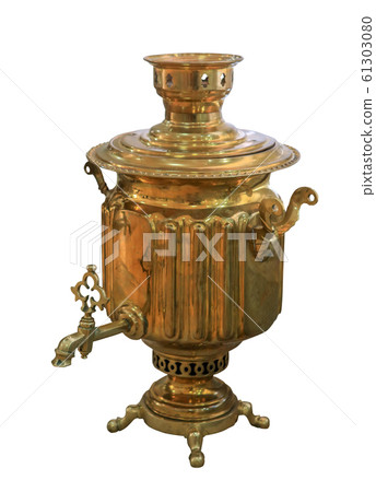 Old Russian samovar on white background, isolated Old Russian samovar on white background, isolated 61303080