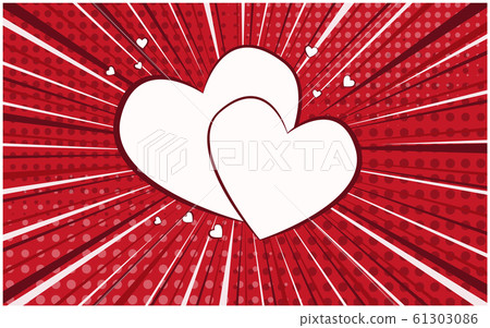 Bright red retro comic speech bubble with hearts 61303086