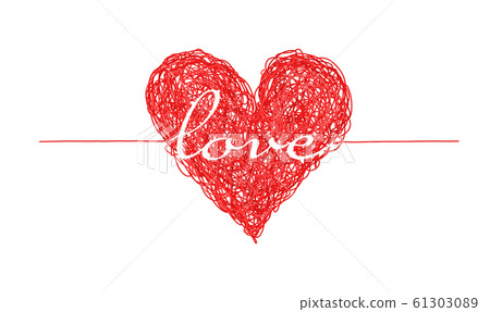 Bright red complicated lined heart with love word Bright red complicated lined heart with love word 61303089