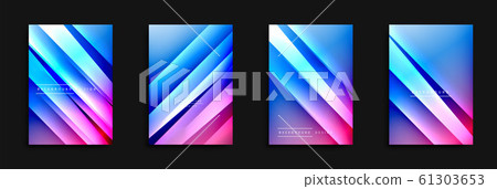 Wave covers set with fluid gradients. Dynamic trendy abstract background with flowing wavy lines. Vector Illustration 61303653