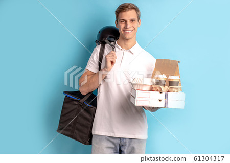 fast, express delivery by young man fast, express delivery by young man 61304317