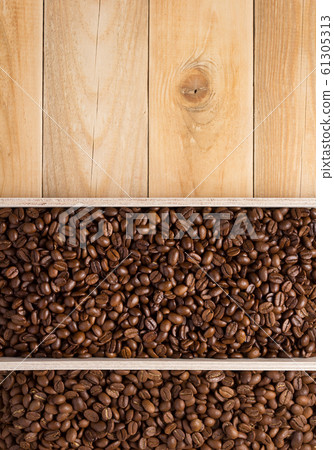 coffee beans in wooden plank box coffee beans in wooden plank box 61305313