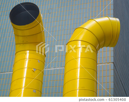 Ventilation and air conditioning pipe installed outside the building. Ventilation and air conditioning pipe installed outside the building. 61305408
