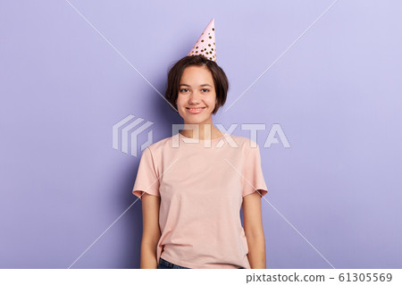 smiling cheerful positive girl enjoying the party 61305569