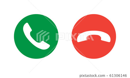 Call answer and reject buttons on white isolated 61306146