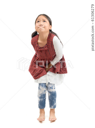 Little girl need a pee  isolated on white 61306279