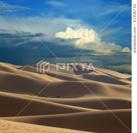 Sand dunes in desert at sunset 61306718