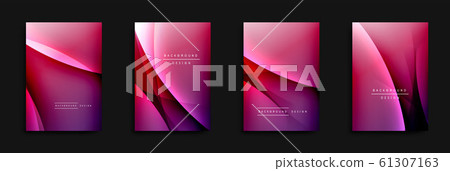 Wave covers set with fluid gradients. Dynamic trendy abstract background with flowing wavy lines. Vector Illustration 61307163