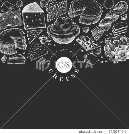 Cheese design template. Hand drawn vector dairy 61308424