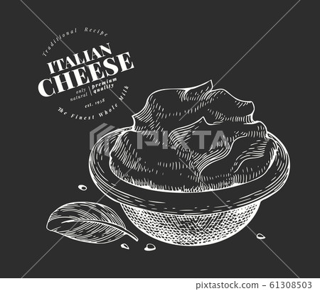 Italian mascarpone illustration. Hand drawn vector 61308503