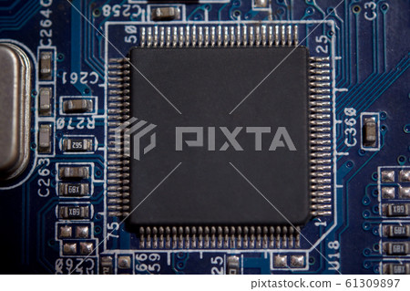 Close up blank microchip on Electronic circuit Close up blank microchip on Electronic circuit 61309897