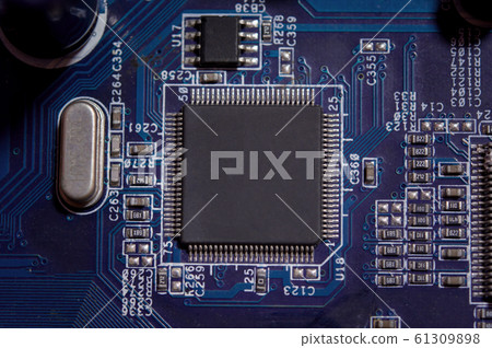 Close up blank microchip on Electronic circuit Close up blank microchip on Electronic circuit 61309898