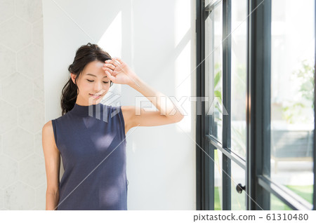 Beautiful woman white background 61310480