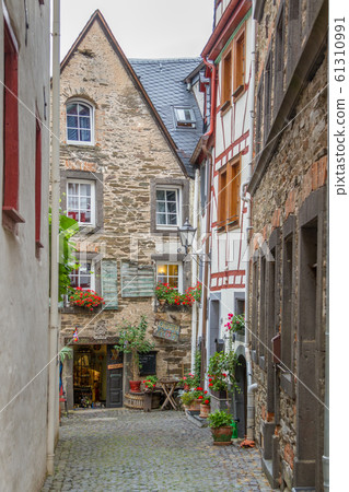 Pedestrian street in Beilstein on river Mosel, Pedestrian street in Beilstein on river Mosel, 61310991