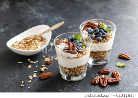 Blueberry parfait with ricotta cheese, granola and 61311633