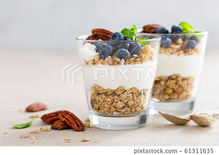 Blueberry layered parfait with ricotta cheese, 61311635