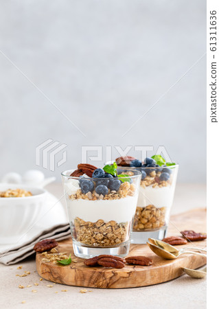 Blueberry layered parfait with ricotta cheese, Blueberry layered parfait with ricotta cheese, 61311636