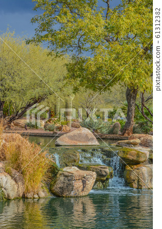 Water fall at Anthem in the Sonoran Desert, Maricopa County, Arizona USA 61312382